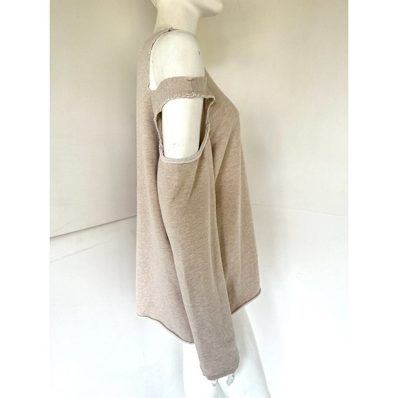 Sanctuary park slope cold slashed shoulder sweatshirt M beige - Picture 4 of 6